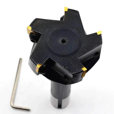 Indexable End Mill With R8 Shank 3 Inch Cutting Diameter 6 Inch Overall Length 90 Degree Positive Rake Right Hand Cut 5 Flutes Carbide Inserts TPCN32PDTR TPG32 Included Great For Slotting And Peripheral Milling From OSCARBIDE