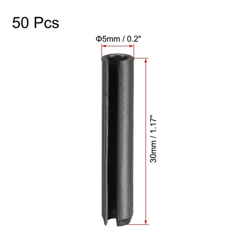 Handy Slotted Spring Pin Assortment Kit 5mm By 30mm Plain Finish 65Mn Axial Pins, 50 Pieces For Quick Positioning, Connecting And Fixing In Small Machine Projects.
