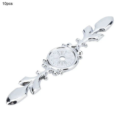 Silver 118mm vintage zinc alloy cabinet knob with back plate from 10 piece set for dressers and cabinets.