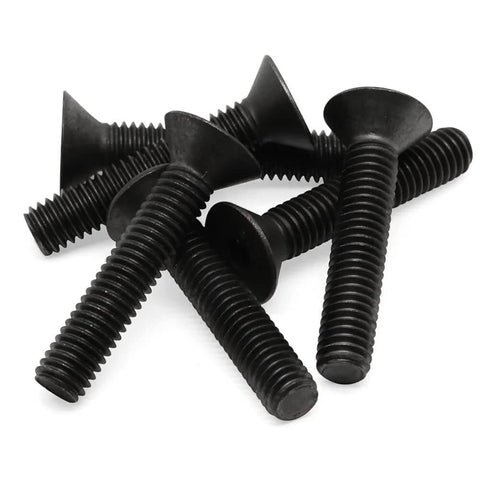Heavy Duty 3/8-16 Inch Flat Head Socket Cap Screws Set, 1 Inch Long, Fully Threaded, Alloy Steel Grade 10.9, Black Oxide Finish, Allen Hex Drive, 20 Pieces