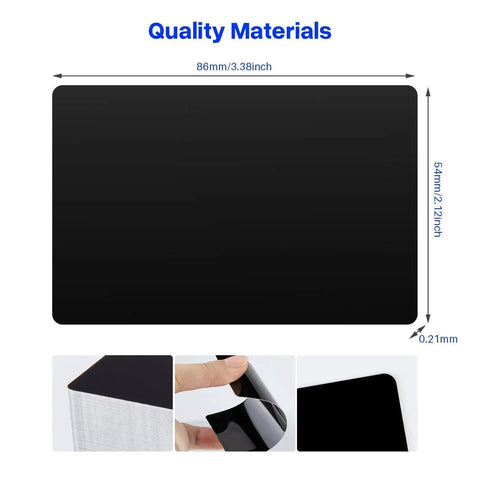 Pro Grade Aluminum Laser Engraving Blanks Set 300 Pcs Black Metal Cards For Personalization And Business Card Projects dimensions