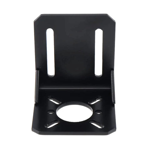 Front view of Universal L Type Motor Mount Bracket Two Pack for 750 755 775 795 850 895 DC Motors and 28 35 42 Stepper Motors Nema 17 Horizontal Mounting Base Steel 3mm Thick Built Tough