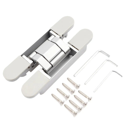 2 Pack Invisible Door Hinges For Outward Opening Doors With Hidden Three Dimensional Adjustable Cross Hinge 180 Degree Swing Wood Door Hardware Silver 177 28