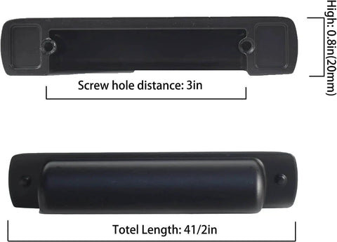 Side and top view of Matte Black 3 Inch Hole Center Cup Pulls For Cabinets And Drawers, durable finish, 10 Pack by Khtumeware.