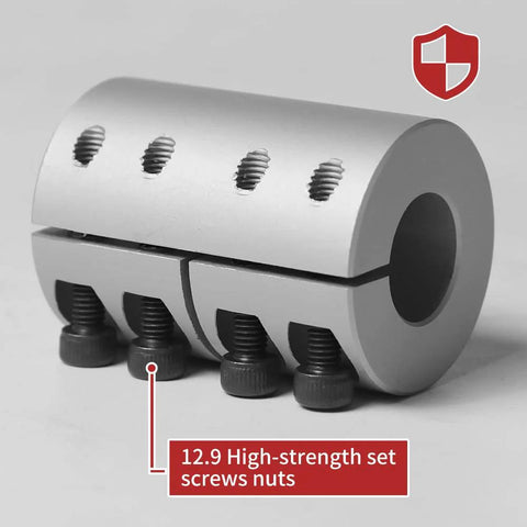 Aluminum rigid clamp-on shaft coupling with four set screws, 32 mm dia, 45 mm length, Amazon