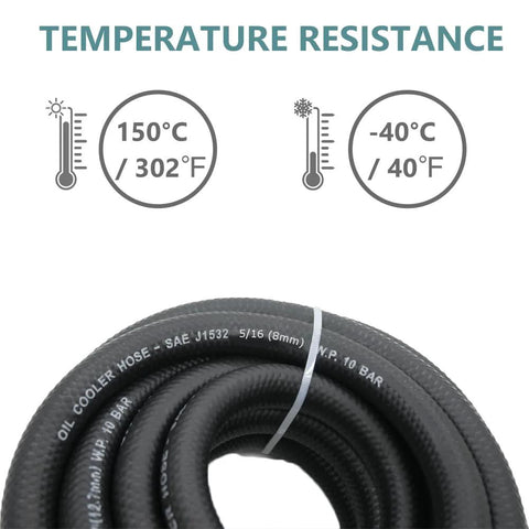 Amazon 5/16 transmission oil cooler hose, black rubber, SAE J1532, 8 mm ID for transmission fluid and coolant