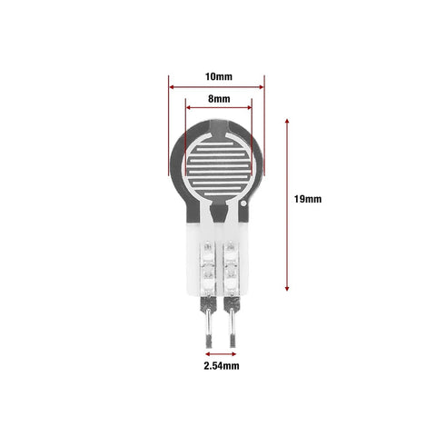 Haosie FSR pressure sensor disc with two metal leads, circular 8mm sensing area, 2.54mm pin spacing, 2-pack