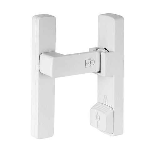 Matte White 90 Degree Barn Door Lock With Dual Locking System Zinc Alloy Right Angle Latch for doors and cabinets