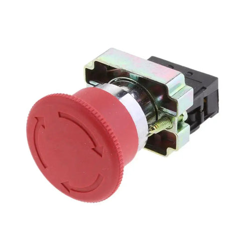 Mushroom Head Emergency Stop Push Button Assembly 22mm Turn To Release, Normally Closed Latching Rotary Stop Button for Industrial Machines
