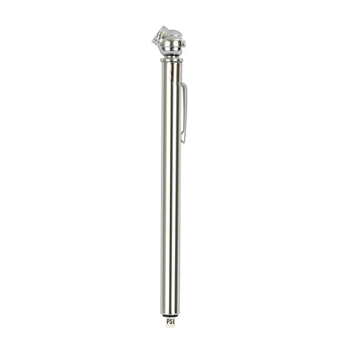 Chrome pencil tire gauge with pocket clip, 1-20 PSI