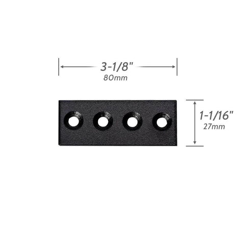 Black Sliding Barn Door Track Connector For Two Track Linkage Carbon Steel Hardware With End Hole Design 3-1/8" x 1-1/16"