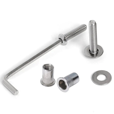 Stainless Steel 1/4-20 Rivet Nuts And Bolts 3/4 Inch Button Head Socket Cap Screws 1/4-20 Flat Washers Rivnut Nutsert 30 Set