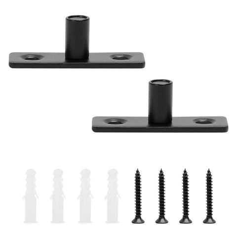 Bottom Mount Barn Door Floor Guide Two Pack T Shape Matte Black Roller Guides For Grooved Or Ungrooved Doors With Built In Rollers