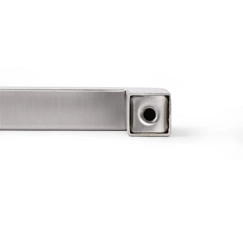 Square Kitchen Cabinet Handles Brushed Nickel Stainless Steel Euro Bar Pulls With Five And One Half Inch Total Length And 128 Millimeter Hole Centers Modern Hardware for a sleek touch.