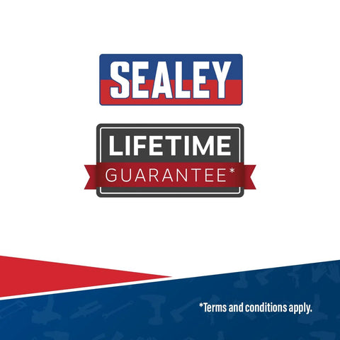 Sealey logo with lifetime guarantee text, emphasizing product quality assurance.