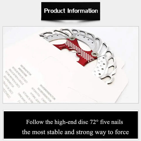 YBEKI floating brake rotor, angled front view with red alloy center and silver outer ring, 160mm, 6-bolt