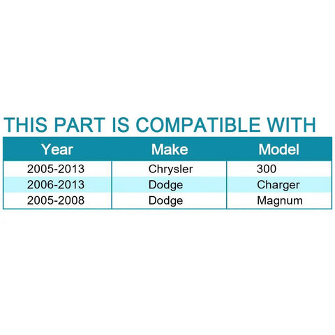 Compatibility chart for Bolt On Rear Wheel Hub And Bearing Assembly Replacement for 2006-2009 Dodge Charger and others