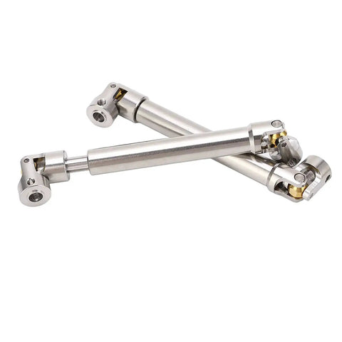 Two Pack Stainless Steel M4 RC Drive Shafts for One Tenth Scale Crawler Upgrades with brass ball joints, 113mm length