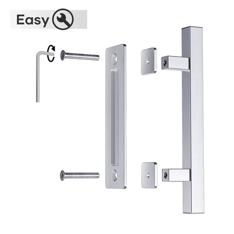 12 Inch Stainless Steel Sliding Barn Door Pull Handle With Flush Hardware Set Double Sided Brushed Finish