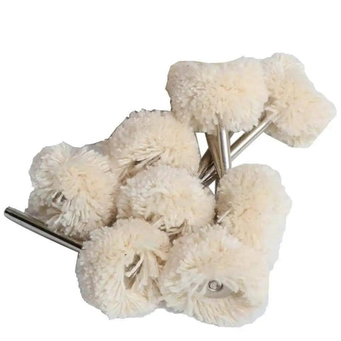 1 Inch Polishing Buffing Wheel Set For Rotary Tools With Wool Felt And Cotton Mounted 3mm Shank, mini brushes visible