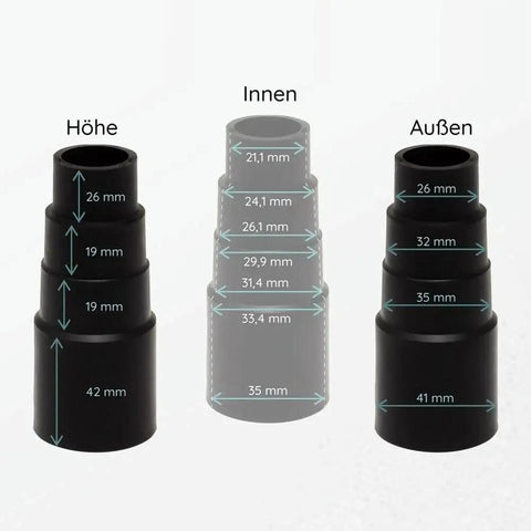 Vacuum hose adapter sleeve for Festool; black PVC reducer for 21–35 mm hoses, front view.