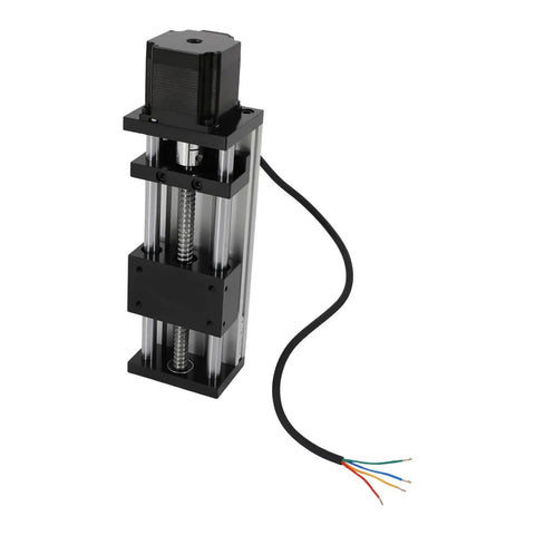 100 200 300mm GGP Ball Screw Linear Actuator with Nema 23 Stepper Motor shown vertically on white background