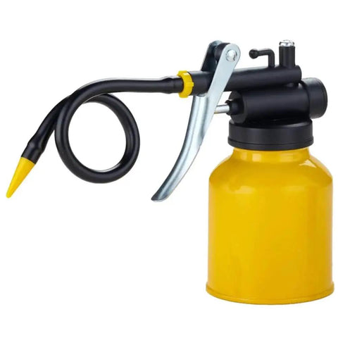 Professional 8 Oz Hand Pump Oil Can With Metal Construction And Long Flexible Spout for automotive and workshop use