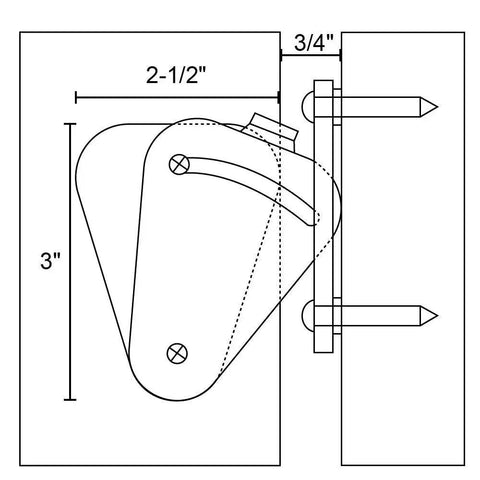 Technical drawing of Barn Door Lock Hardware Black Steel Sliding Privacy Latch with measurements and installation details.