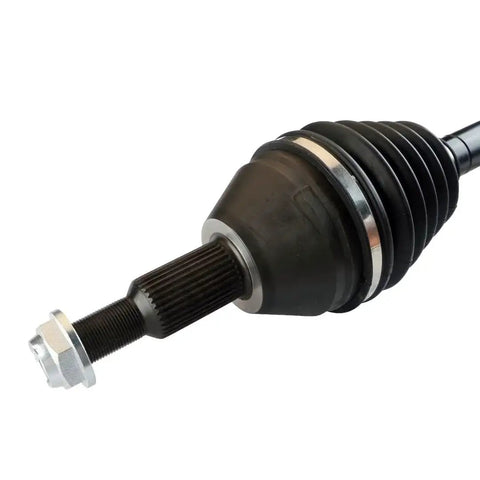 Close-up of CV Axle Assembly 12E004L Front Left For 2008 2020 Dodge Grand Caravan Heavy Duty Drive Shaft With Neoprene Boot
