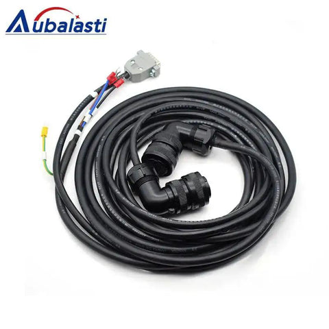 Aubalasti servo motor cable harness, black coil with 90-degree connectors and plug