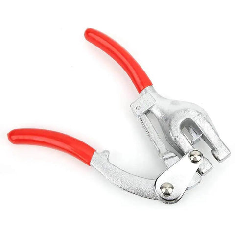 Metal Hole Punch Pliers Kit with red handles for thin sheets, adjustable depth, carbon steel, shown on white background