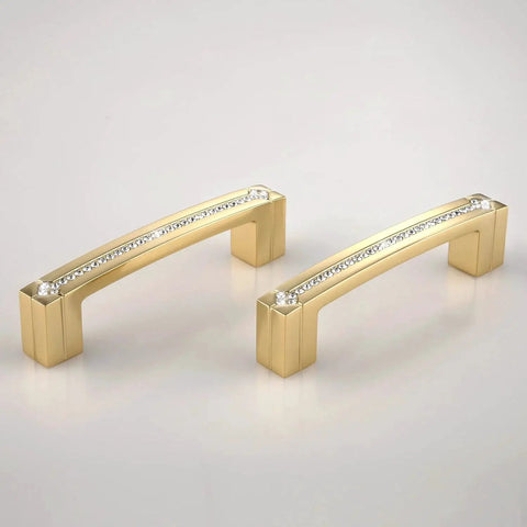 Gold Crystal Cabinet Pulls Set 10 Pack With Czech Crystal And Zinc Alloy Construction, 3.8 Inch Center-To-Center Holes, modern handles