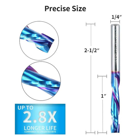 Upcut Compression Router Bit Up Down Cut Spiral Router Bit - 1/4 in Shank 🍁