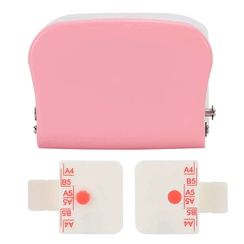 Pink Six Hole Punch For Loose Leaf Paper A4 A5 B5 Portable Handheld Metal Circle Puncher with alignment rulers