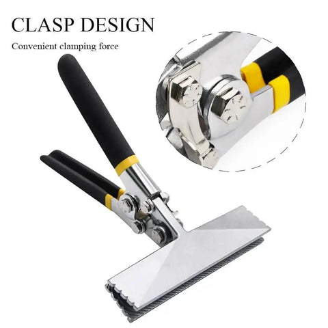 6 Inch Hand Seamer Tool for Sheet Metal Bending and Flattening with Straight Jaw and Non Slip Handle, close-up of clasp design
