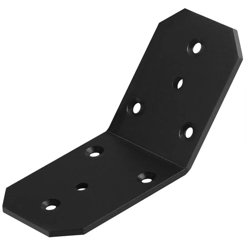 Black steel L-bracket for deck framing, 3x3 inch with holes, Six Pack 45 Degree Inside Flush Angle Brackets For 4x4 Wood Posts Heavy Duty 11 Gauge