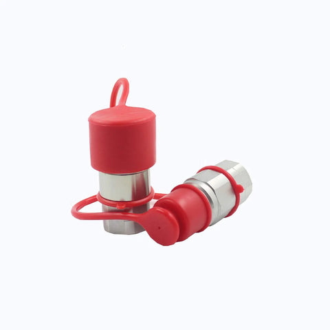 1/2 in skid steer hydraulic quick-disconnect couplings, flat-face, red dust caps