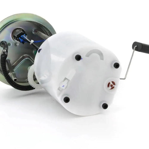 High Flow Fuel Pump Assembly Replacement For Chevy Avalanche Suburban 1500 5.3L, GMC Yukon XL 5.3L 6.2L, Cadillac Escalade ESV EXT 6.2L 2008 To 2014 Replaces E3797M. Image shows white cylindrical fuel pump assembly with wires and connectors.
