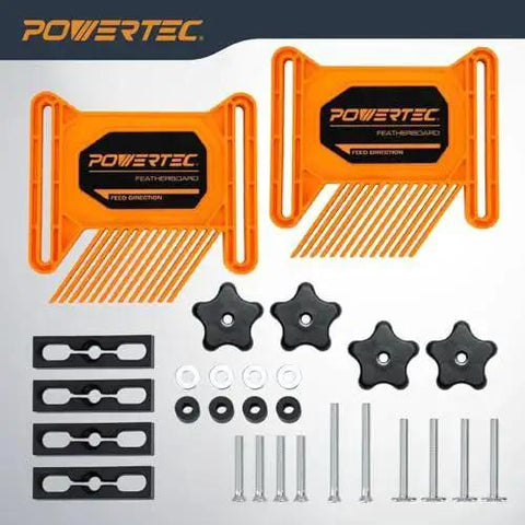 Pro Grade Universal Tandem Featherboards For Table Saw Router Table And Band Saw By POWERTEC With T Slot Bolts And Miter Slot Brackets