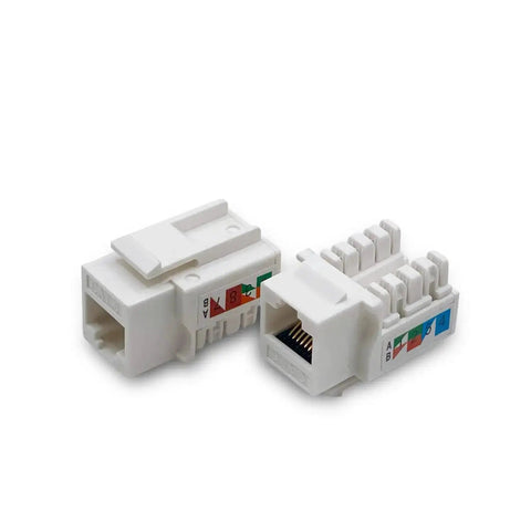 Five Pack Cat6 Keystone Jack Ethernet Wall Jack UL Listed Gold Plated RJ45 Contacts Color Coded For Easy Termination