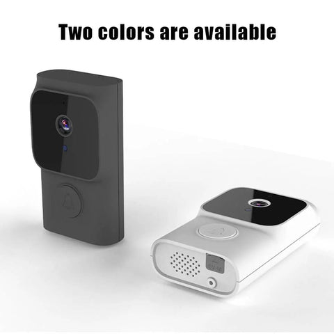WiFi Smart Video Doorbell with 720P HD Camera and Built In Chime, wireless doorbell cam with PIR motion alerts, two colors available.