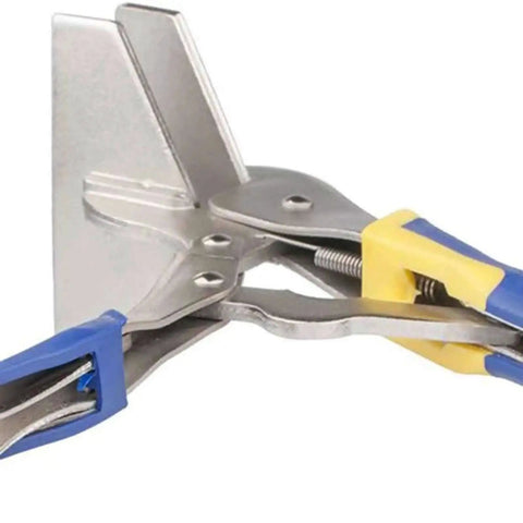 Close-up of a Heavy Duty Sheet Metal Hand Seamer And Locking Pliers Set For Home Use, showing flat metal jaws and durable steel construction.