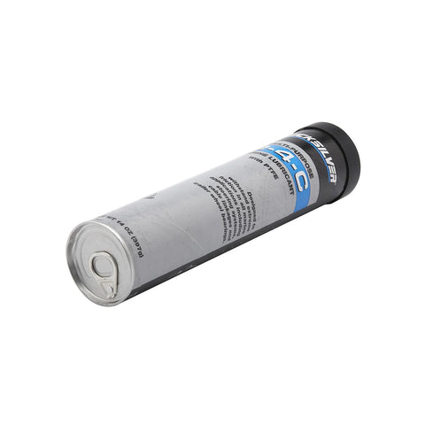 Quicksilver 2-4-C marine grease can, 14 oz, PTFE lubricant, gray can with blue label and black cap
