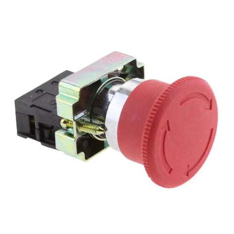 Mushroom Head Emergency Stop Push Button Assembly 22mm Turn To Release, Normally Closed Latching Rotary Stop, front view