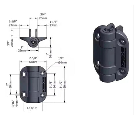 2-pack adjustable torque-damping cabinet hinges for flat cabinet doors, black/gray, Amazon brand