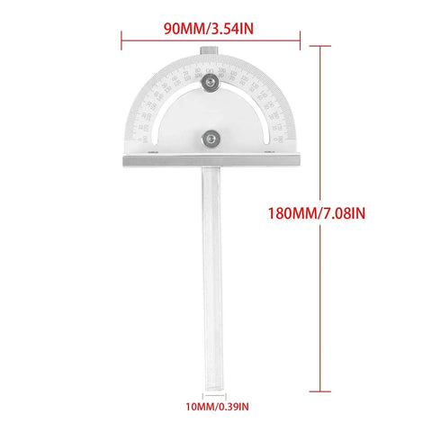 Front view of Premium Miter Angle Measuring Tool With Precision Inclinometer And Angle Detector, CNC machined aluminum, dual scales