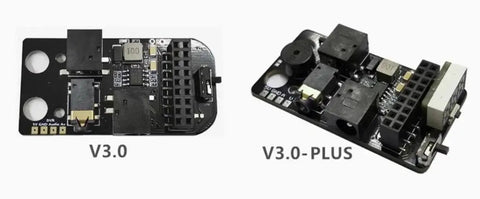 5.8G Analog To Digital FPV Receiver Module Adapter Board With Voltage Alarm, V3.0 and V3.0 Plus, top and angle view comparison