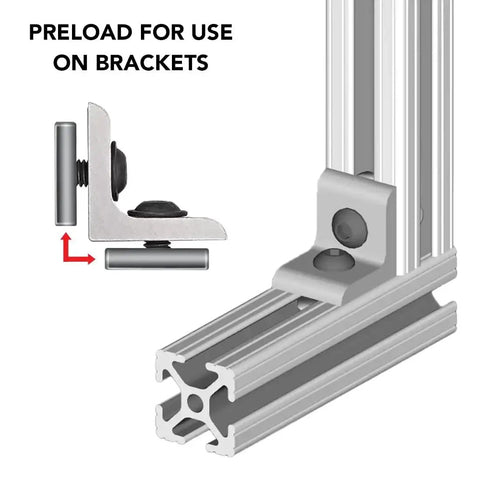 Slide In M8 T Nuts For 1.5 Inch, 40mm And 45mm Aluminum Extrusions, Steel ST50 With Zinc Finish, Installation on Bracket Visual