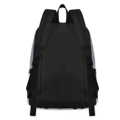 Back view of Dalmatian Print Backpack With Insulated Lunch Cooler, lightweight durable nylon for women and men.