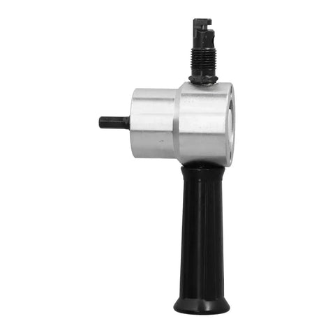 Side view of Double Head Metal Cutter for Steel and Aluminum, High Speed Steel Nibbler with 360 Degree Adjustable Handle and Hex Drill Bit